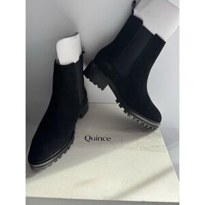 Quince Women's Black Suede Chelsea Ankle Boots 6 New In Box